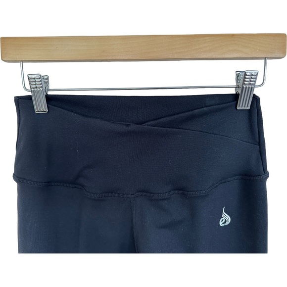 Ryderwear Black Crop Leggings Wide Crossover Waistband Size Large - Picture 2 of 10